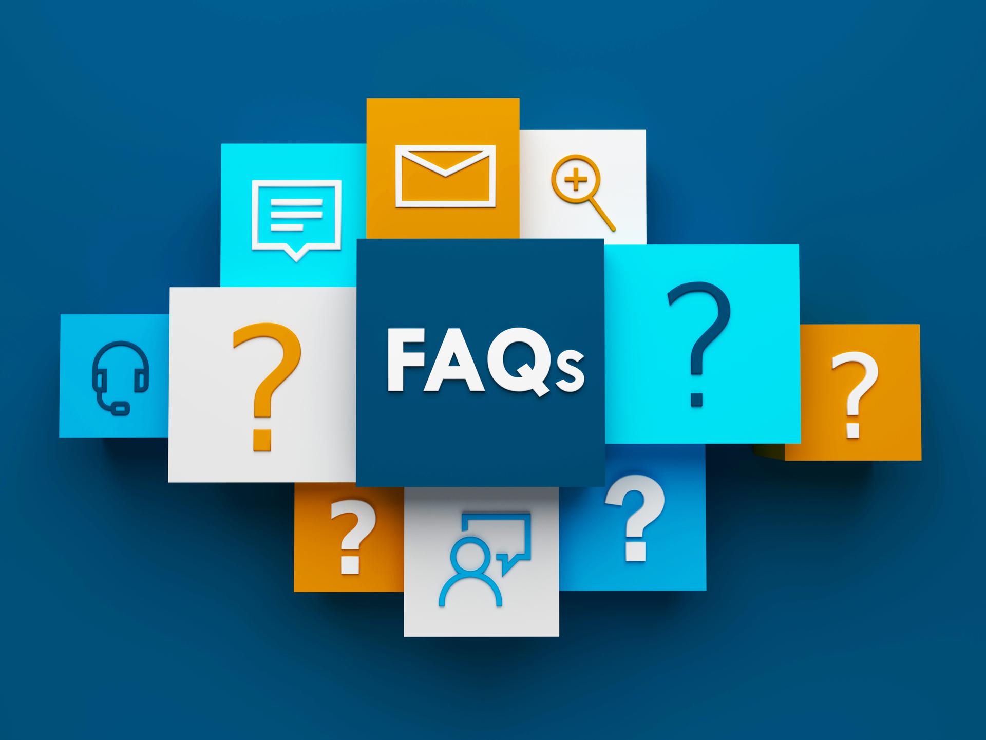 3D render of FAQs business concept